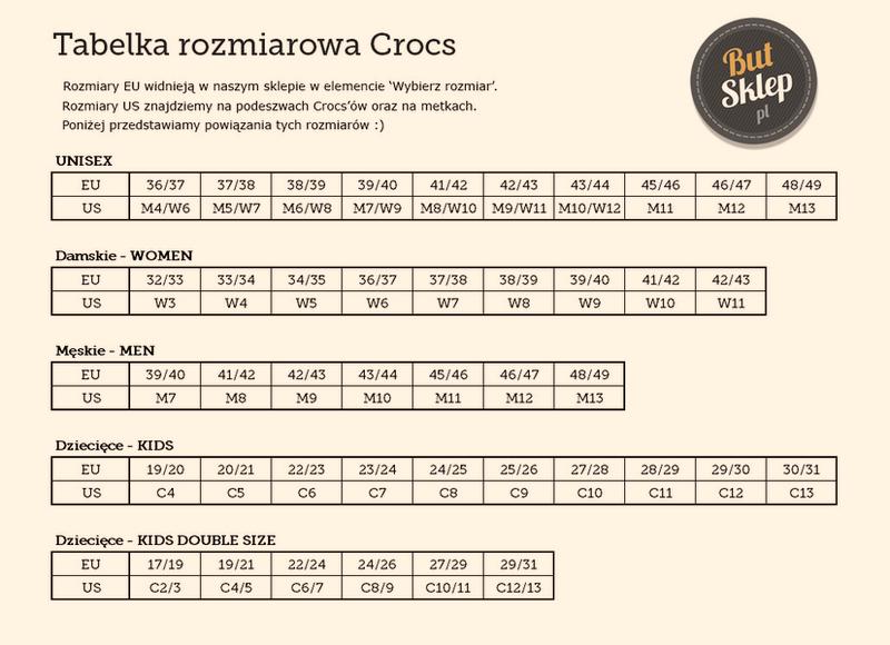 Dobór rozmiaru Crocs
